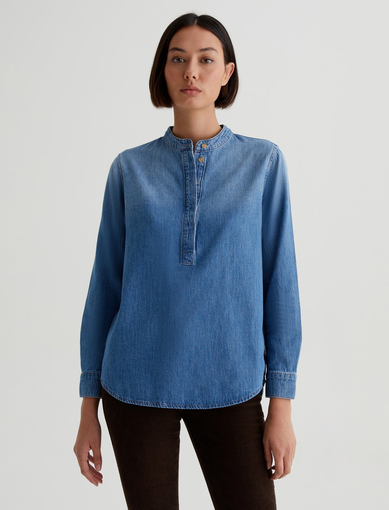 Helen|Chambray Half Placket Shirt